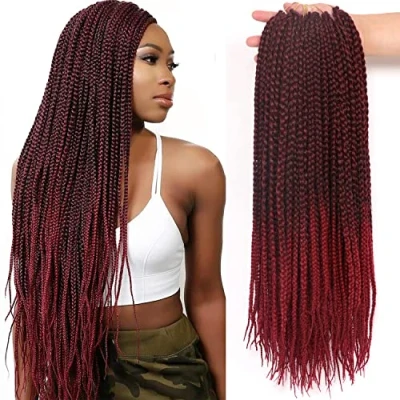Abbildung von 7Packs Box Braids Crochet Hair Extensions Kanekalon Kunsthaar Haare Zum Einflechten Braiding (35.6CM)