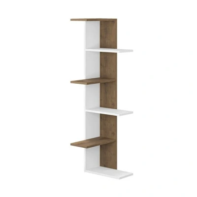 Abbildung von Homitis 5 Etagen Ecke Bücherregal Licht Mokka, dunkle Eiche, und andere Optionen Space Saver Display Lagerung Organizer 141 x 37 22 (cm) weiß