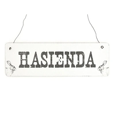 Abbildung von Interluxe Holzschild Shabby HASIENDA Vintage Schild Türschild Dekoschild Hase Hasenstall