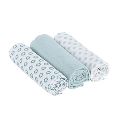 Abbildung von LÄSSIG Baby Puckdecke Spuckdecke Pucktuch Mulltuch weich kuschelig Baumwolle vorgewaschen/Swaddle &amp; Burp Blanket Little Chums grün, Mint, 85 x cm (3er Pack)