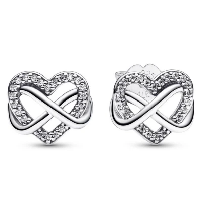 Abbildung von Pandora Sparkling Infinity Heart Ohrringe, Damen, Größe: One Size, Sterling silver