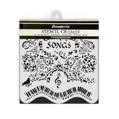 Abbildung von Stamperia Thick Stencils for Scrapbooks, Albums, Cards, Bullet Journals, and More, Flexible Material, Easy to Clean, Perfect Hobbies, Crafts, Gifting (Music Songs Piano)