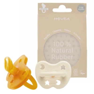 Abbildung von HEVEA Naturkautschuk Schnuller Kiefergerechte Form, 3 36 Monate hygienisches einteiliges Design für Neugeborene bis Kleinkinder, BPA frei, weich &amp; langlebig 2Pack (Milchweiß Natürlich)