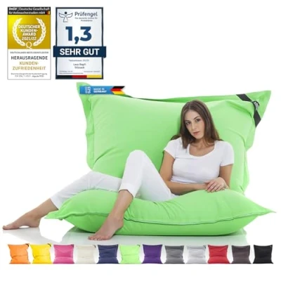 Abbildung von LAZY BAG Original Riesen Sitzsack Cotton XXL 180x140cm mit 400L hautfreundliches Baumwolle Sitzkissen 2 in 1 relaxtes Sitzen &amp; Liegen Perfekte Ergonomie Dank 4 Mio. EPS Perlen waschbarer Bezug