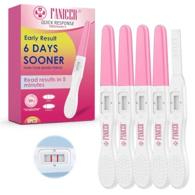 Abbildung von 5 Stück Schwangerschaftstest Kombipack, Schwangerschaft Streifen Schnelles Test, Wochenbestimmung, Pregnancy Frühtest, Rosa