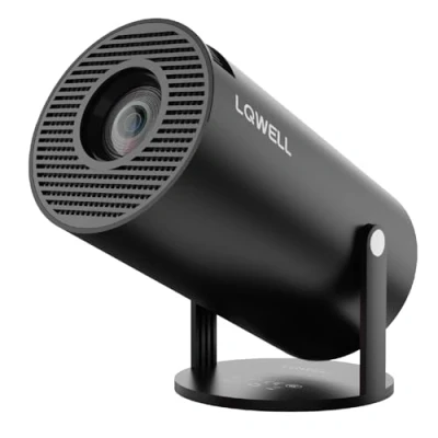 Abbildung von LQWELL HY300 PRO Mini Beamer, 4K 1080P Unterstützung, mit Android 11, WiFi 6, Bluetooth 5.0, unterstützt Airplay &amp; Miracast, tragbarer Heim und Outdoor für Android/iPhone/PC/Mac, Schwarz