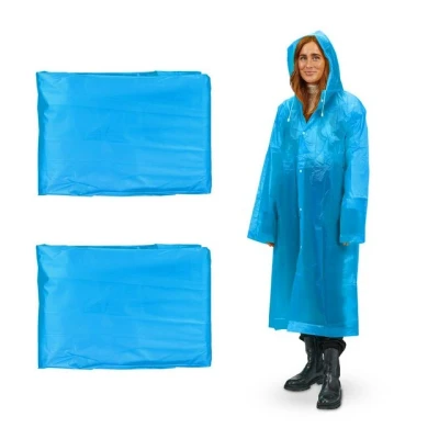 Abbildung von relaxdays Regenponcho Regenmantel im 2er Set Blau