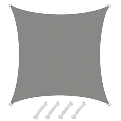 Abbildung von AMANKA 98% UV Schutz: Sonnensegel 4x4 Wasserdicht Polyester Grau mit 85% Schatten für Terrasse, Balkon, Garten und Pool