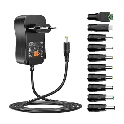Abbildung von Zolt 36W Universal Netzteil AC zu DC 3V 4.5V 5V 6V 7.5V 9V 12V 1A 2A 3A Switching Adapter mit 10 Steckverbinder für Haushaltselektronik, 3000mA Max.