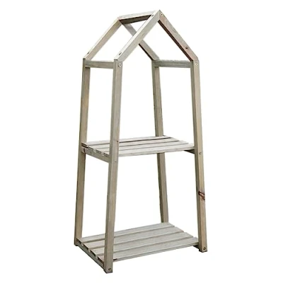 Abbildung von Spetebo Holz Blumenregal Natur 76 x 36 cm Pflanzentreppe mit 2 Ablagen Deko Blumen Pflanzen Ständer Regal Treppe