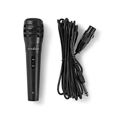 Abbildung von NEDIS Kabelgebundenes Mikrofon Cardioid Abnehmbares Kabel 5.00 m 80 Hz 12 kHz 600 Ohm 75 dB EIN /Ausschalter ABS/Aluminium Schwarz MPWD15BK