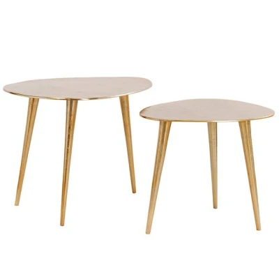 Abbildung von riess ambiente Couchtisch ELEMENTS 50cm gold (Set, 2 St), Wohnzimmer · Metall Handarbeit Retro