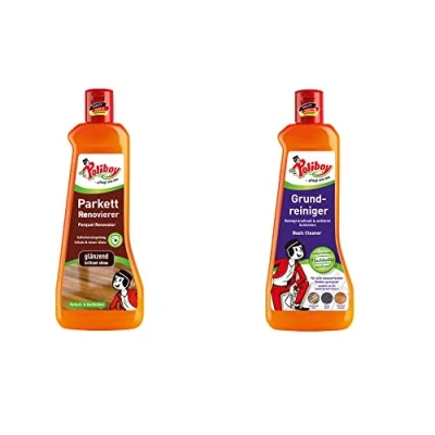 Abbildung von poliboy Reinigungsset 1 Reinigung &amp; Pflege 2x500ml Fussbodenreiniger (Grundreiniger Parkett Renovierer Glänzend Made in Germany)