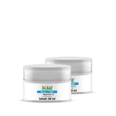 Abbildung von Moos + CBD Tagescreme, 2er Set natürliche Pflege mit Moosextrakt, &#039;CBD aus Hanf, Parakresse und Aloe Vera, Shea Butter Panthenol