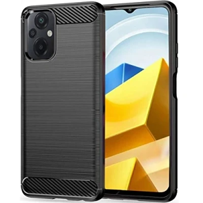 Abbildung von CoverKingz Handyhülle für Xiaomi Poco M5 Silikon Handy Hülle im Carbon Design Soft Case Phone Cover Schwarz