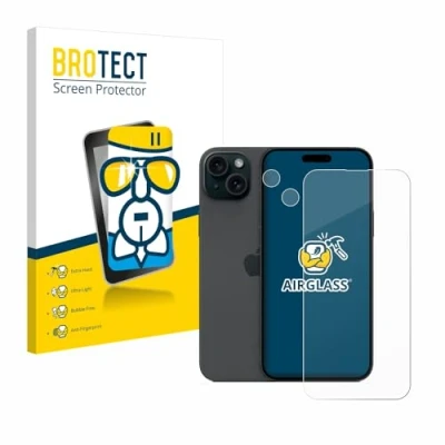Abbildung von BROTECT Schutzglas für Apple iPhone 15 Plus (Display+Kamera) Schutzfolie Panzer Folie Glas [Extrem Kratzfest 9H, Anti Fingerprint, Ultra Transparent]