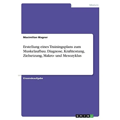 Abbildung von Erstellung eines Trainingsplans zum Muskelaufbau. Diagnose, Krafttestung, Zielsetzung, Makro und Mesozyklus