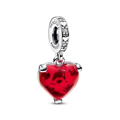 Abbildung von Pandora Disney Mickey &amp; Minnie Mouse KISS Charm, Damen, Größe: One Size, Silver coloured red