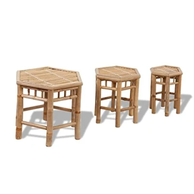 Abbildung von vidaXL Bambus Hocker 3er Set Bambustisch Beistelltisch Blumenhocker Bambushocker