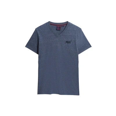 Abbildung von Superdry Vintage LOGO Vneck Tshirt basic, Herren, Größe: Small, Navy marl dark grey