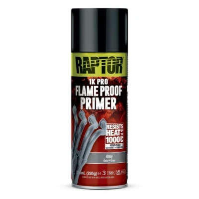 Abbildung von U POL Sprühlack RAPTOR FEUERFEST Hitzebeständig bis 1000C auf Auspuffkrümmer usw.,
