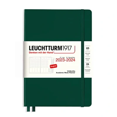 Abbildung von LEUCHTTURM1917 367547 Akademischer Wochenplaner Medium (A5) 2024, 18 Monate, Forest Green, Englisch