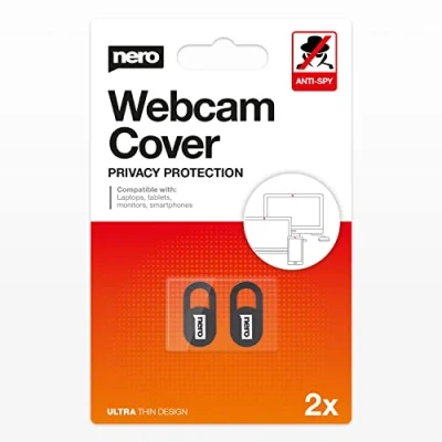 Abbildung von NERO Webcam Cover [Retail Pack], Schwarze Abdeckung super dünn, für Handy, Smartphone, Tablet, Notebook, Laptop, PC, Computer, MAC (2 Stück)