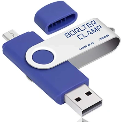 Abbildung von 32GB Dual Port USB Flash Laufwerk OTG Stick Speicherstick mit Micro Anschluss für Android Smartphone Tablets &amp; Computer (Blau)