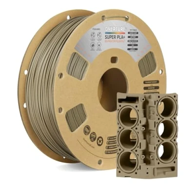 Abbildung von OVERTURE Super PLA+ Filament 1.75mm, 1kg Spule (2.2lbs), Maßgenauigkeit +/ 0.03 mm, für 3D Drucker (Hellbraun)