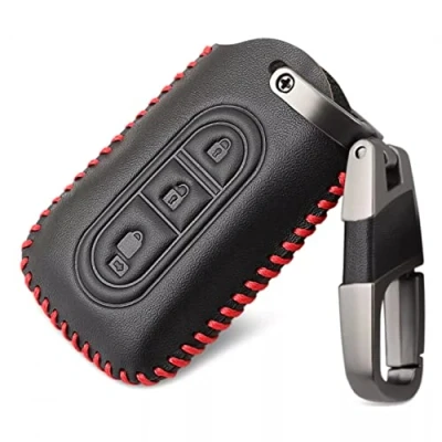 Abbildung von Leder Autoschlüssel Hülle 3 Tasten für Nissan Tiida Note Navara Qashqai Micra Juke X Trail Pathfinder Auto Schlüsselanhänger Remote Shell FOb