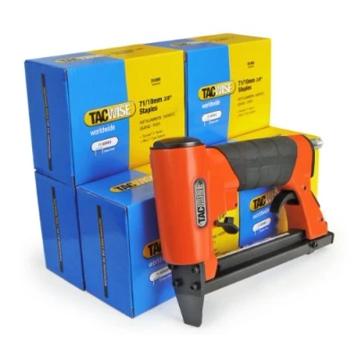 Abbildung von Tacwise 1190 A7116V Druckluft Polstertacker &amp; 71/10mm Klammern, Set (6 x 20.000)