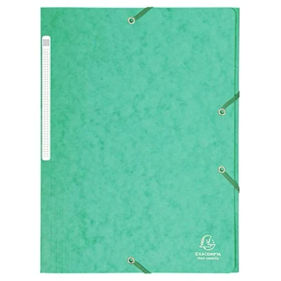 Abbildung von Exacompta 17103H 25er Pack Einschlagmappe aus extra starkem Colorspan Karton für DIN A4 mit 3 Klappen und 2 Gummizügen grün