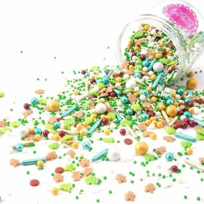Abbildung von STREUSEL Weihnachtstraum grün weiss gold Weihnachten 180g Mix Sprinkles Zuckerstreusel von GLÜCK perfekt für Plätzchen Torte Kuchen Cupcakes Muffins Cakepops