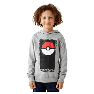 Abbildung von Name it Nkmjalte Pokemon Kapuzenpullover für Kinder, Größe: 146/152, Grey melange