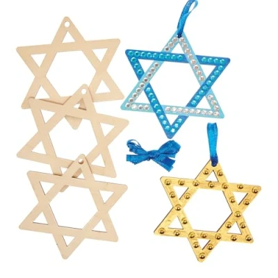Abbildung von Baker Ross FX940 Davidstern Holzdekorationen Packung mit 10, Religiöse Erziehungs Kunsthandwerkssets für Kinder