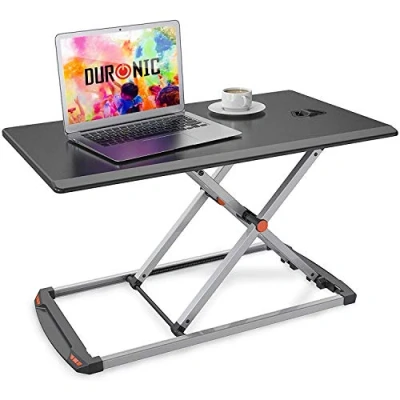 Abbildung von Duronic DM05D11BK Computertisch Workstation 74 x 43 cm Schreibtischaufsatz höhenverstellbar 5 40 Stehpult für PC und Laptop Sitzsteh Schreibtisch bis 8 kg Steharbeitsplatz im HomeOffice