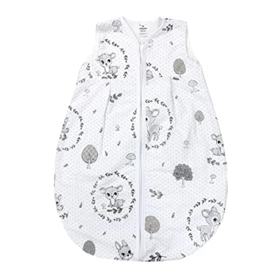 Abbildung von TupTam Baby Sommer Schlafsack 0.5 TOG aus OEKO TEX zertifizierten Materialien, Farbe: Rehe Grau/Weiß, Größe: 80 86