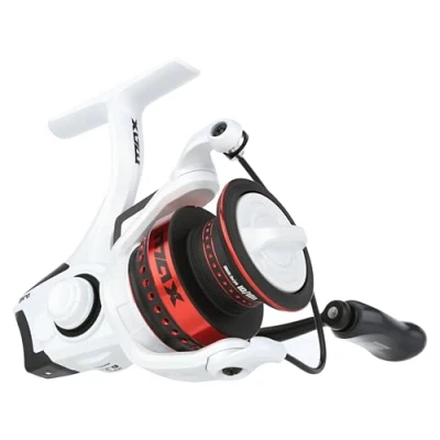Abbildung von Abu Garcia Max Pro Spinnrolle, Süßwasser Angler, Zander, Aluminiumspule, robust, beidhändig tragbar, 3000H, Rollengröße 6,2:1, Übersetzungsverhältnis, Weiß und Rot