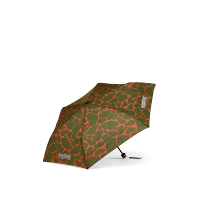 Abbildung von ergobag Regenschirm Kinderschirm für die Schultasche, ultraleicht und klein mit Tasche, reflektierend windfest FeuerspeiBär Orange