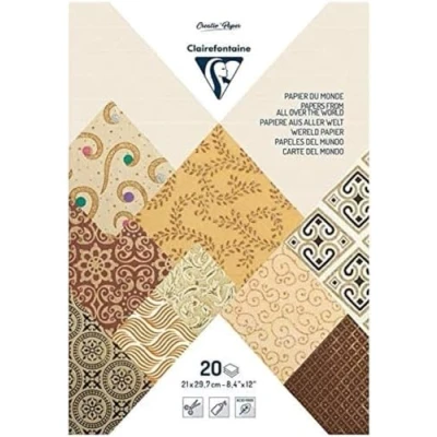 Abbildung von Clairefontaine 95096C Block verleimt mit 20 Bögen Papier aus aller Welt (21 x 29,7 cm, geeignet für Scrapbooking) 1 Pack braun