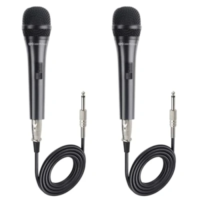 Abbildung von Cable Matters 2er Pack dynamisches mikrophon mit Nierencharakteristik und 4,5 m Kabel, kabelgebundenes Gesangsmikrofon/mikrofone für Karaoke, mikrofon singen, Gesang