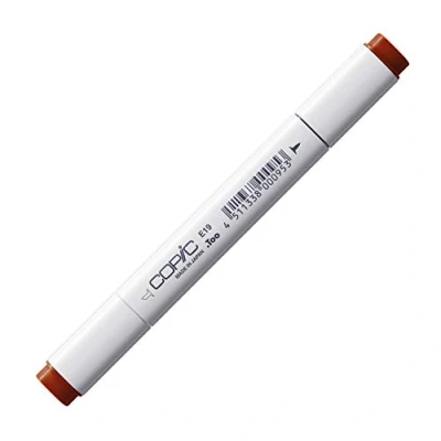 Abbildung von COPIC Classic Marker Typ E 19, Redwood, professioneller Layoutmarker, mit einer breiten und feinen Spitze