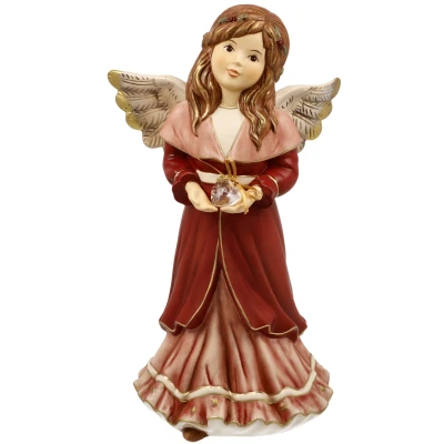 Abbildung von Goebel Engelfigur &quot;Himmelsboten, Weihnachtsdeko rot&quot;, Steingut, Engel Herzliche Wintergrüße