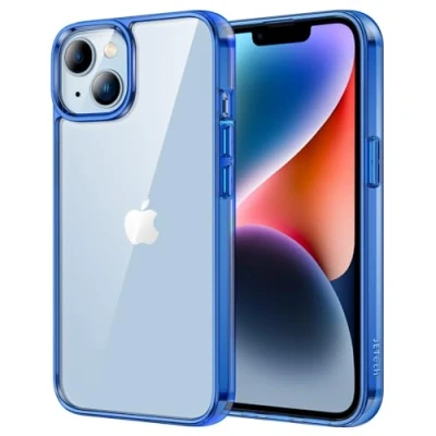 Abbildung von JETech Hülle für iPhone 14 6,1 Zoll, Nie Vergilbung Handyhülle Stoßfest, Schutzhülle Anti Kratzt Transparent Rückseite (Blau)