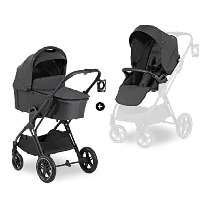 Abbildung von Hauck Kombi Kinderwagen Vision X Duoset Black Melange Black, 2in1 Buggy Set mit Babywanne &amp; Sportsitz