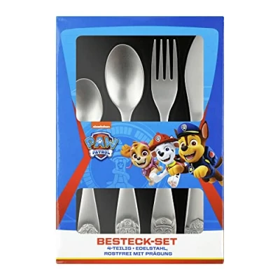 Abbildung von p:os Kinderbesteck PAW Patrol Besteck Set mit Prägung, 1 Personen, 4 teiliges Kinder aus rostfreiem Edelstahl