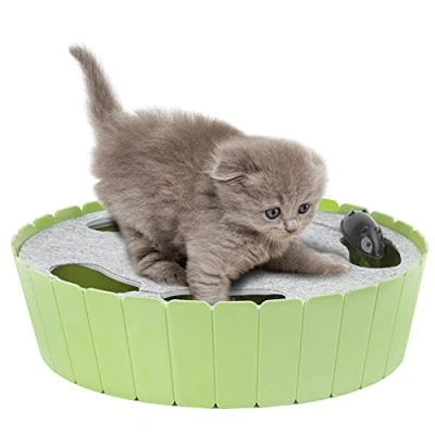 Abbildung von Pawaboo Interaktives Spielzeug mit Laufender Maus, Elektronisches Katzenspielzeug Automatischer Bewegung, Pop und Verstecken Spielen, Jagdmaus, Mint Grün