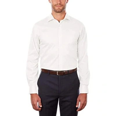 Abbildung von Van Heusen Herren Kleid Regular Fit Flex Kragen Stretch Solid Klassisches Hemd, Weiß, 41 cm Hals 81 84 Ärmel