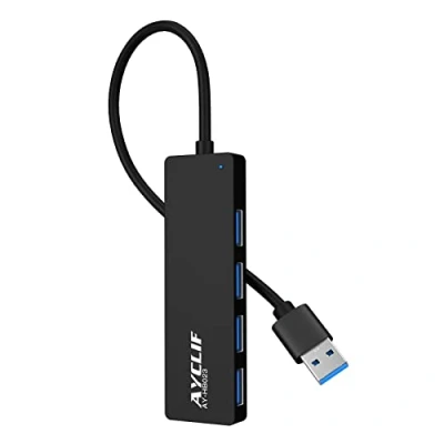 Abbildung von AYCLIF 4 Port USB Hub, 3.0 Hub Ultra Slim für iMac Pro/MacBook Pro/Mac Mini/Surface Pro/XPS/Notebook PC