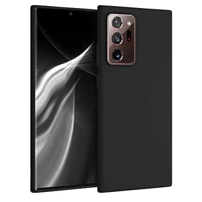 Abbildung von kwmobile Hülle kompatibel mit Samsung Galaxy Note 20 Ultra weiches TPU Silikon Case Cover geeignet für kabelloses Laden Schwarz matt